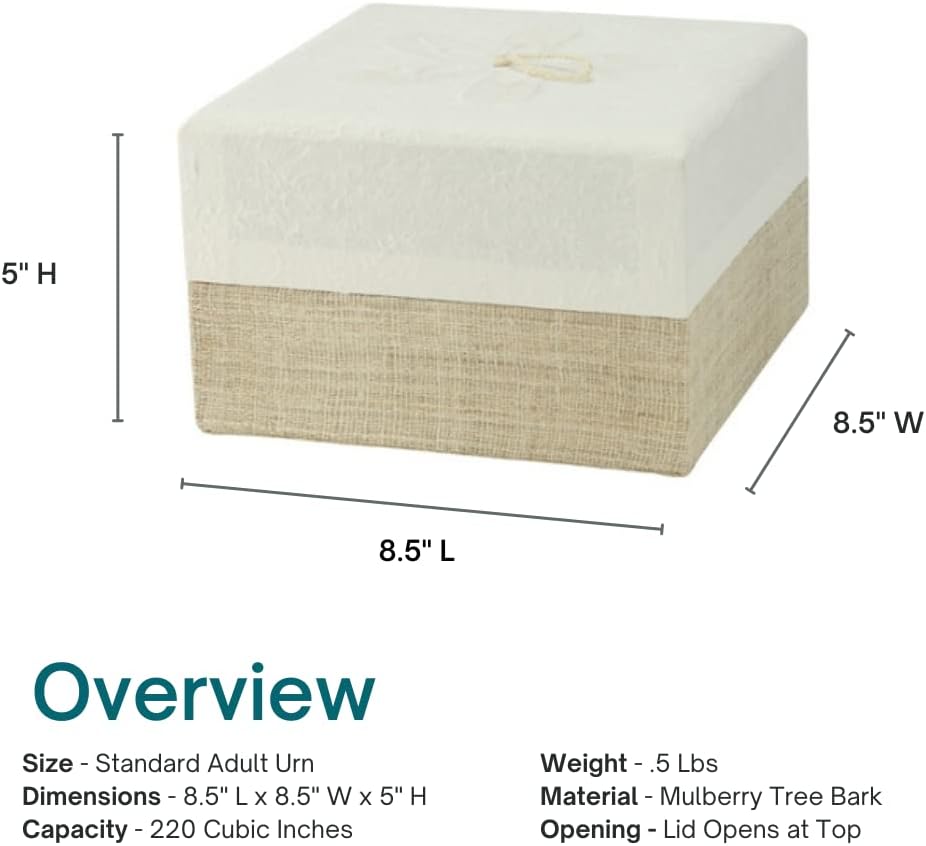 Embrace Biodegradable Urn- White Hemp, Adult Urn, Wood Pulp, Eco-Friendly Urn for Ashes