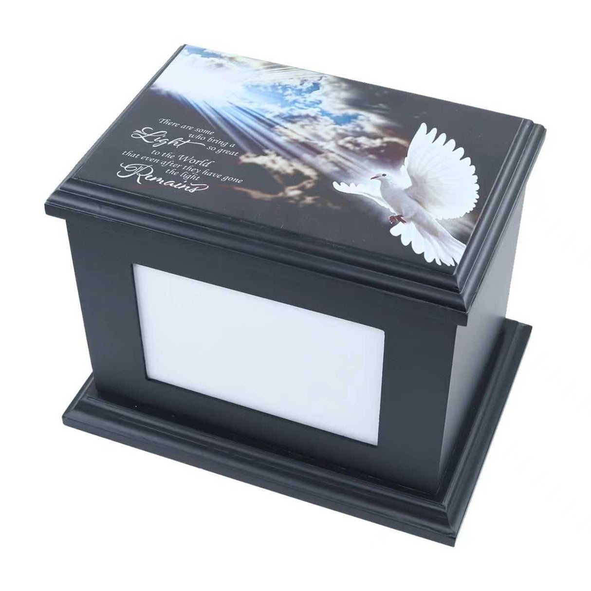 Handcrafted Solid Wooden Box Urns for Adult Human Ashes Male or Female Cremation- Funeral Memorial Urn for Man or Woman with Photo Frame- Keepsake Casket Up to 200 Lbs (Black, L, Eagle&Flag)