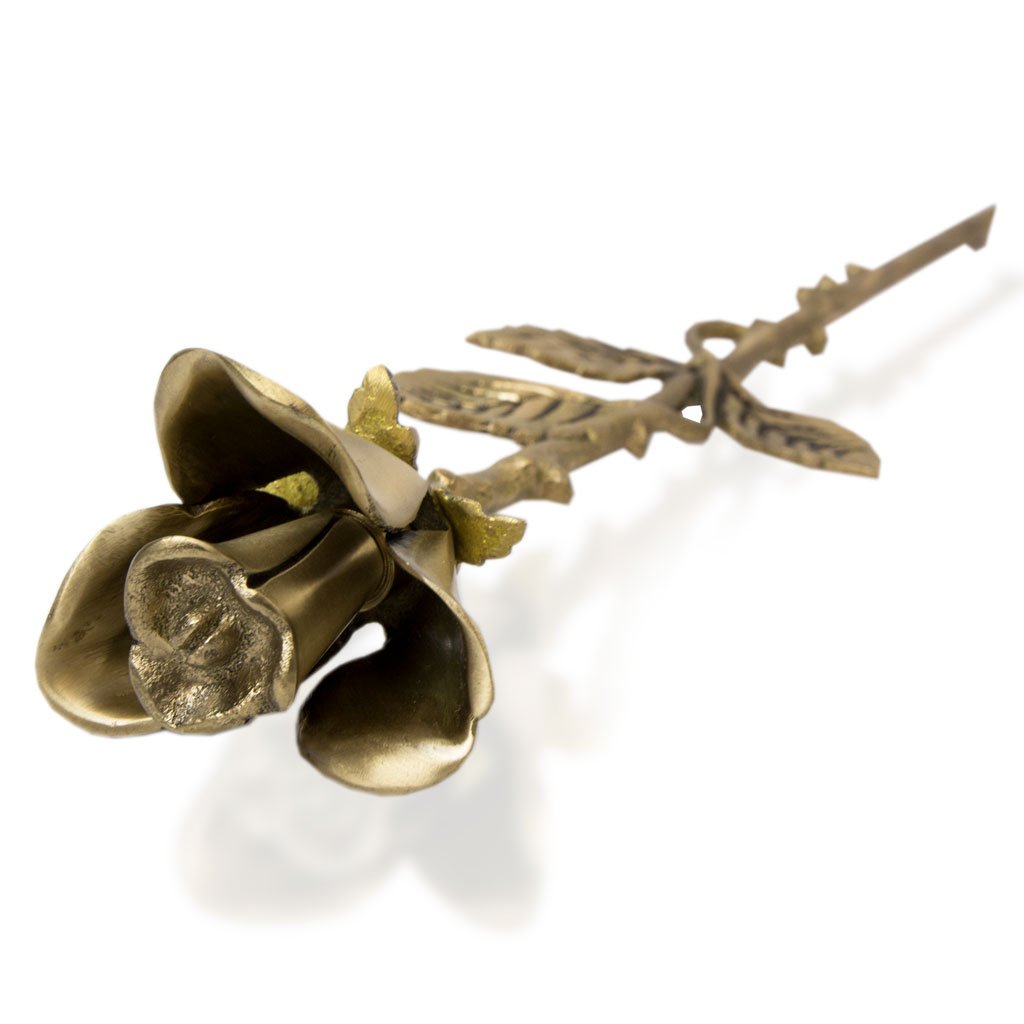 OneWorld Memorials Rose Stem Bronze Keepsake Urns - Extra Small Holds 1 Cubic Inch of Ashes - White Memorials Keepsake