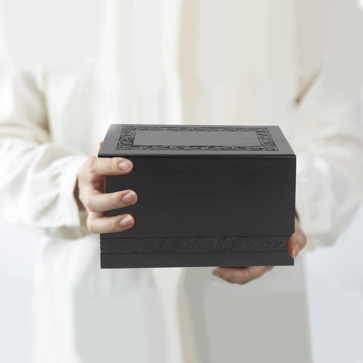 Wooden Urns for Human Ashes Adult Male Female, Up to 250 Cubic inches Tree of Life Wood Cremation Urns, Funeral Memorial Urns for Ashes Mom Dad (Black)