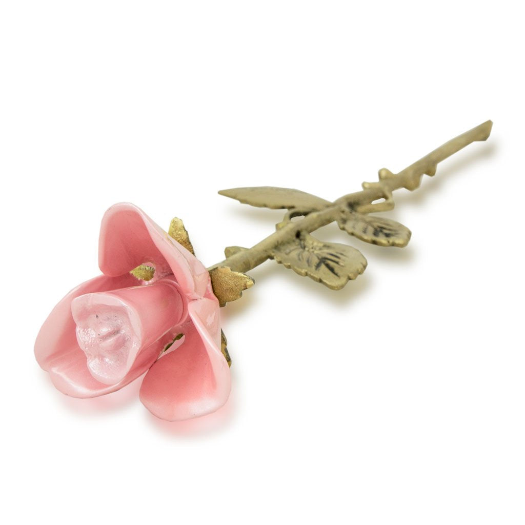 OneWorld Memorials Rose Stem Bronze Keepsake Urns - Extra Small Holds 1 Cubic Inch of Ashes - White Memorials Keepsake