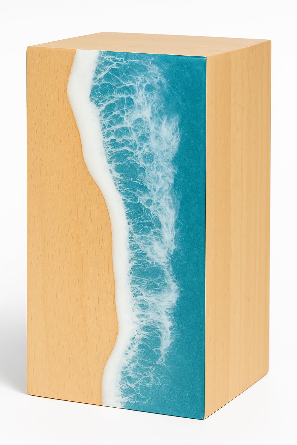 Handcrafted Wooden Cremation Urn with Ocean Epoxy Resin Design – Unique Funeral Urn for Human Ashes – Memorial Ashes Box (Rosewood Black, (Large - 11.25" Hx6.25 W (250 Cu/in))