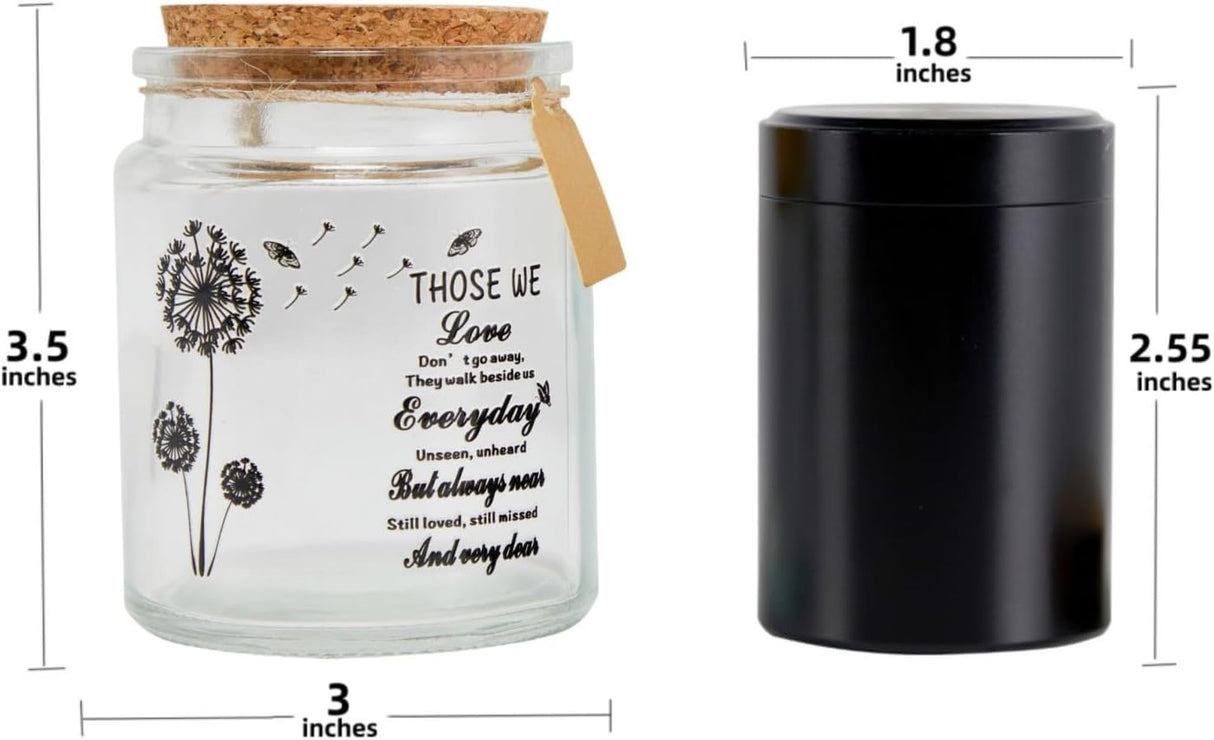 Small Urn Ashes Keepsake - Dandelion 3.5 inches glass Sharing Decorative Urn, Capacity 3 Cubic inches Funeral Memorial urn for Human, Pets - Qnty 1