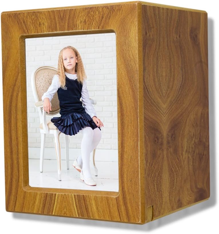 OneWorld Memorials Photo Frame Wood Photo Cremation Urn - Small - Holds Up To 40 Cubic Inches of Ashes - Natural Brown Small Urns for Human Ashes