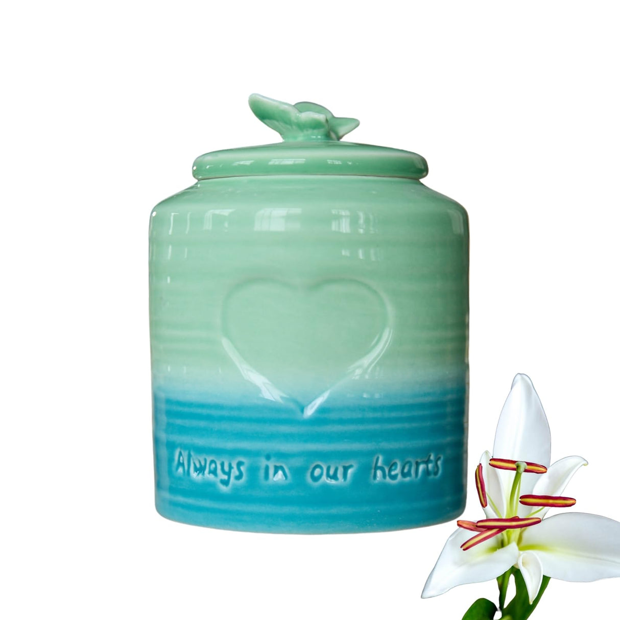 LASTINGTAILS Baby urn Blue Butterfly&Heart Urn for Baby Boy Ashes small urn for human ahses