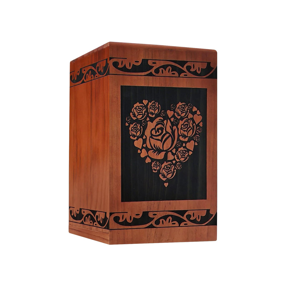 Wooden Cremation Urn for Human Ashes,Wooden Carved Cross Cremation Urns,Holds 250 Cubic Inches,Cat and Dog Pet Urns,Decorative Funeral Urn Box and Casket