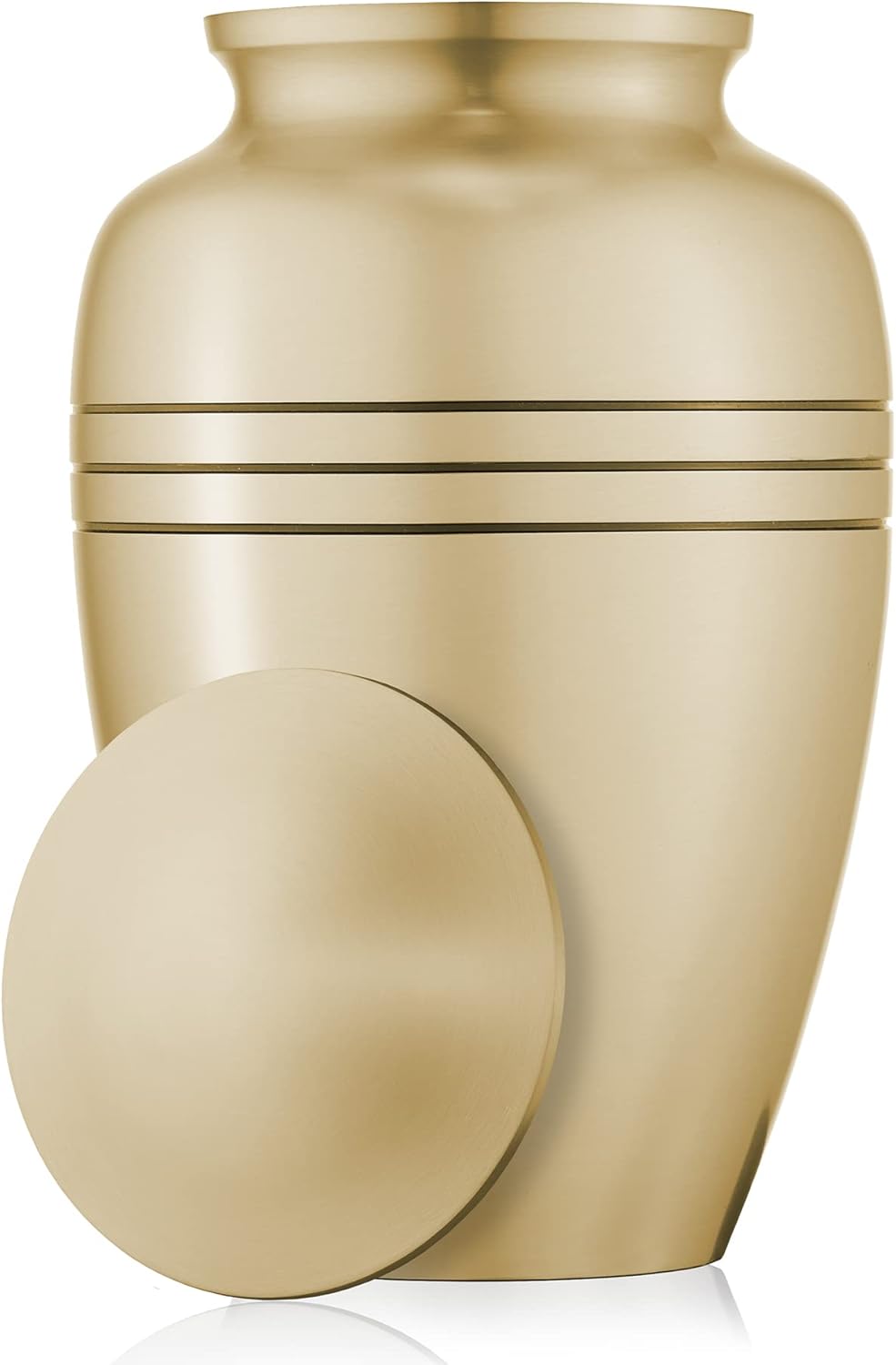 Reminded Adult Cremation Memorial Urn for Human Ashes, Gold with Black Stripe Brass Funeral Urn with Velvet Bag