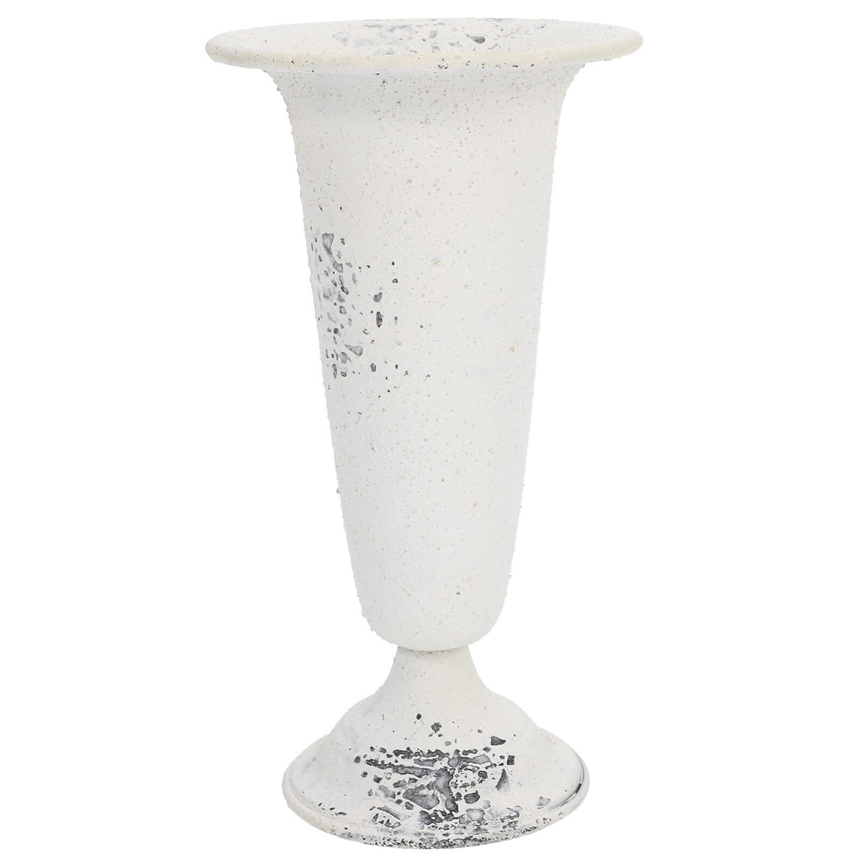 Kichvoe Vintage Metal Vase, Trumpet Vase Rustic Urn Planter Wedding Centerpiece Flower Arrangement Pot Plant Pot for Wedding Party Reception White,9.29 X 4.72 Inches