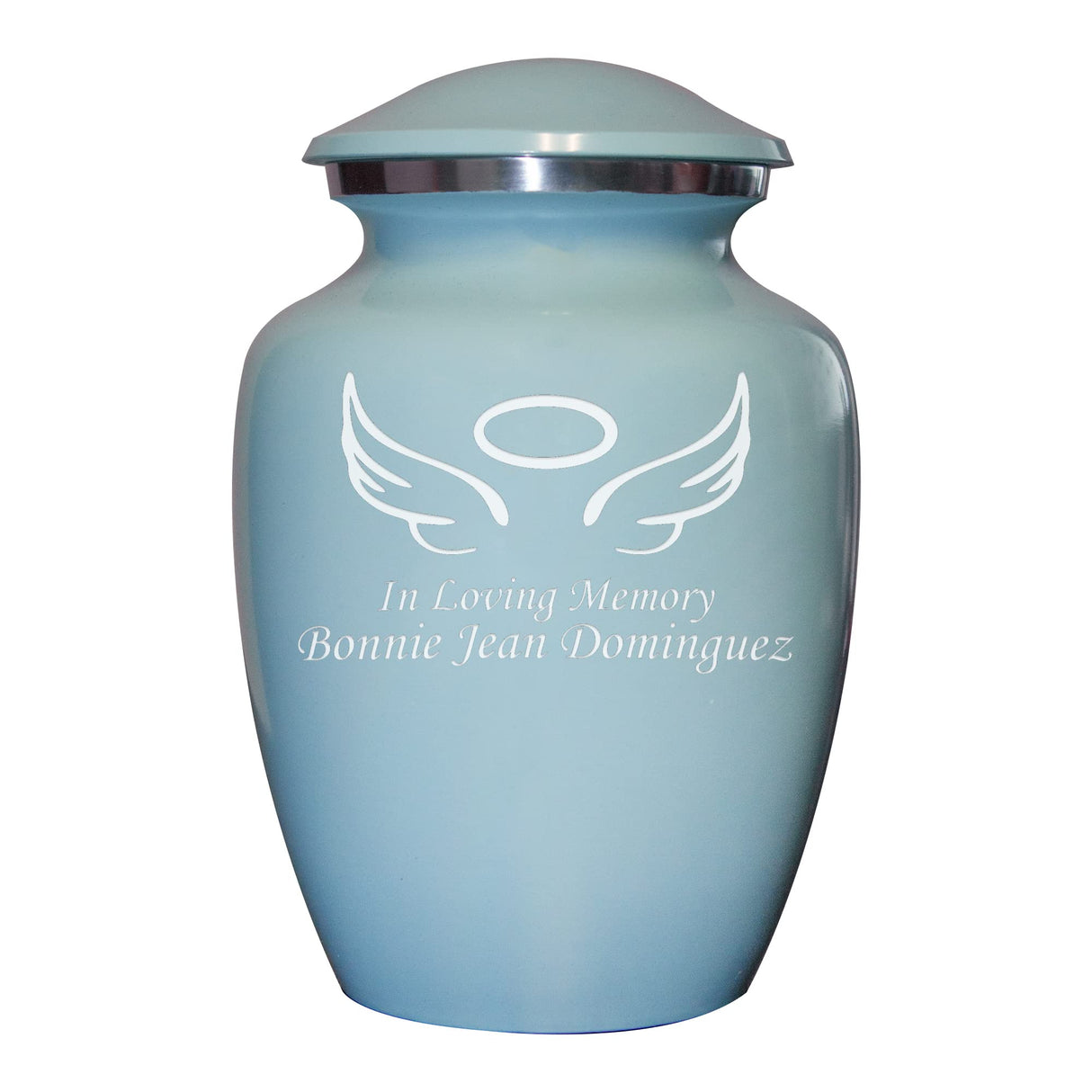 Blue Footprint Angel Wings Cremation Urn for Infants, Babies, Baby Boy, Urn, Ash Urns with Personalized Engraving (Footprint, Small)