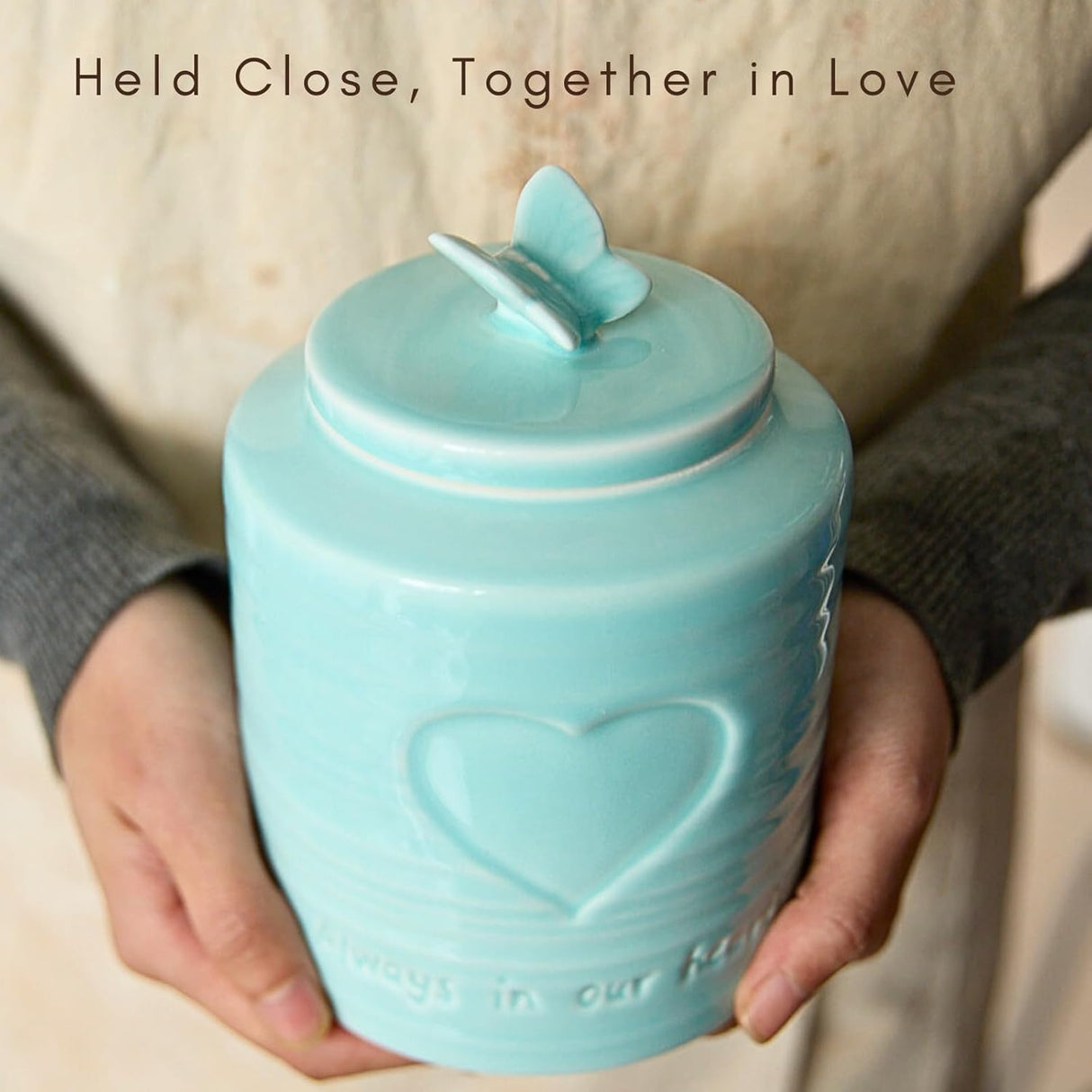 LASTINGTAILS Baby urn Blue Butterfly&Heart Urn for Baby Boy Ashes small urn for human ahses