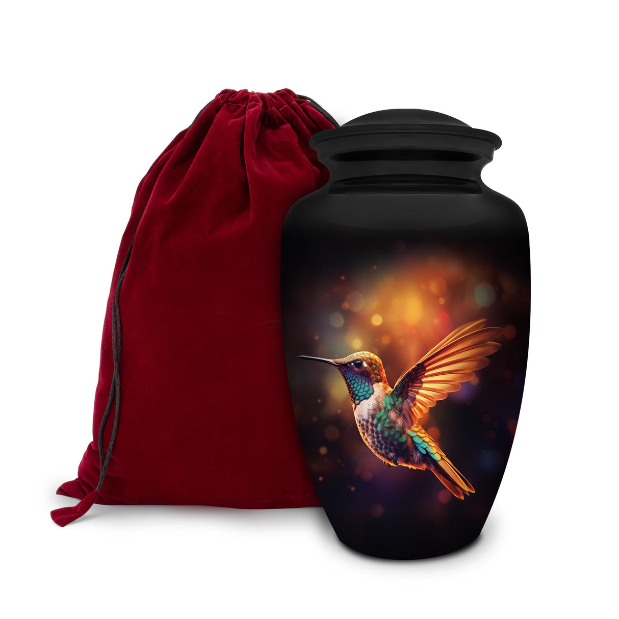 Patriotic Hearts Eagle Urn for Human Ashes | American Flag Cremation Urn for Adults, Veteran, Medium Size, Handmade Funeral Urns with Velvet Bag