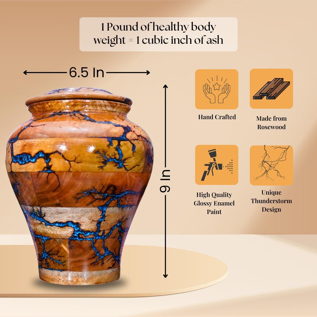 Urn for Human Ashes Large Wooden urn for Cremation Adult urn Box for Ashes Personalized Wooden urn Burial urn for Funeral Wood Box (No Personalised, Medium 120 LBS)