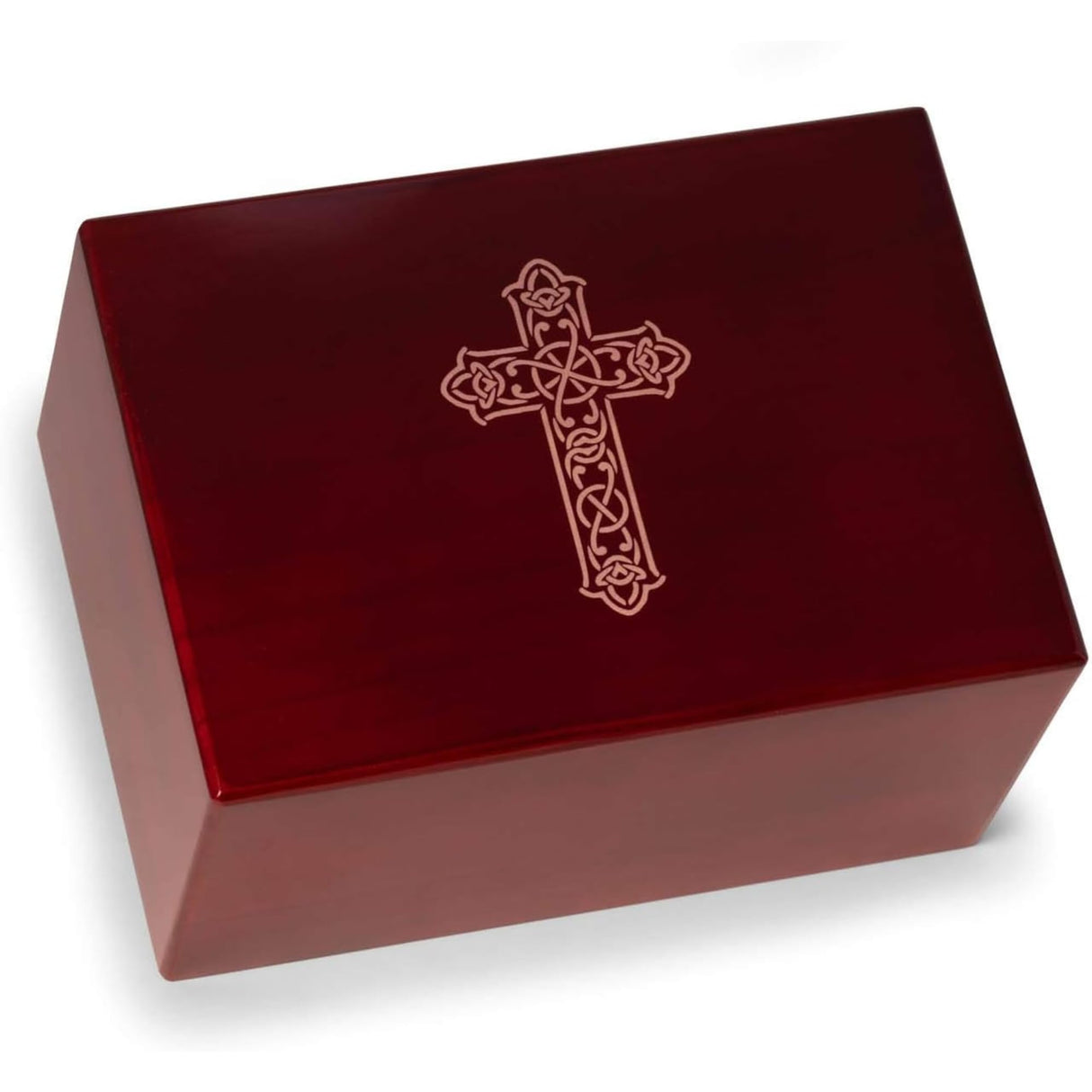 Bey-Berk Deering Moments Engraved Lacquered Rosewood Funeral Cremation Urn for Human Ashes (Cross-Dove, Large)