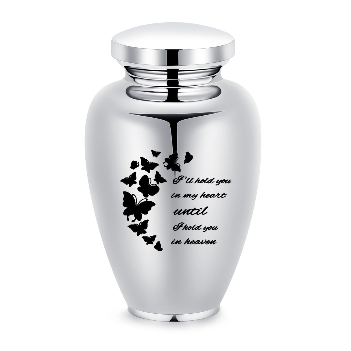 Imrsanl Cremation Urn for Human Ashes Burial Memorial Large Urns for Adult Male Female, Stainless Steel Engraved Butterfly Funeral Decorative Urns Keepsake for Women Men, 220 lbs (Silver-Tree of Life)