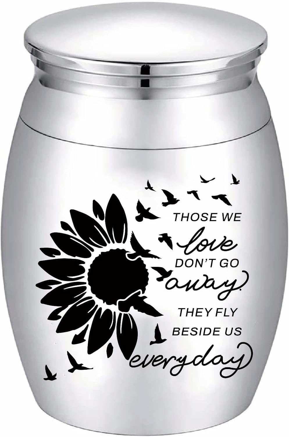 CREATCABIN Sunflower Ashes Urn Keepsake Butterflies Cremation Urn Mini Urns Stainless Steel Memorial Ashes Holder Container Jar for Human Ashes Dad Remains 1.18x1.57 Inch-Those We Love Don't Go Away