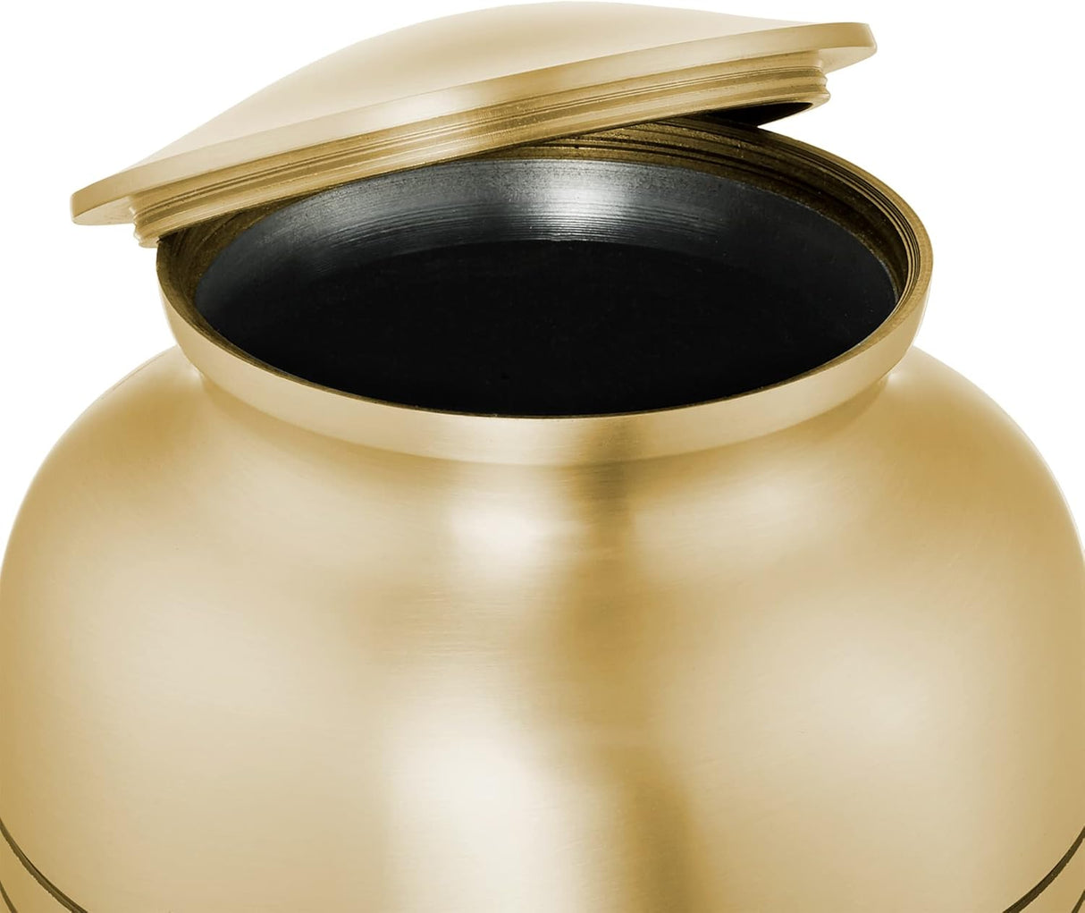 Reminded Adult Cremation Memorial Urn for Human Ashes, Gold with Black Stripe Brass Funeral Urn with Velvet Bag