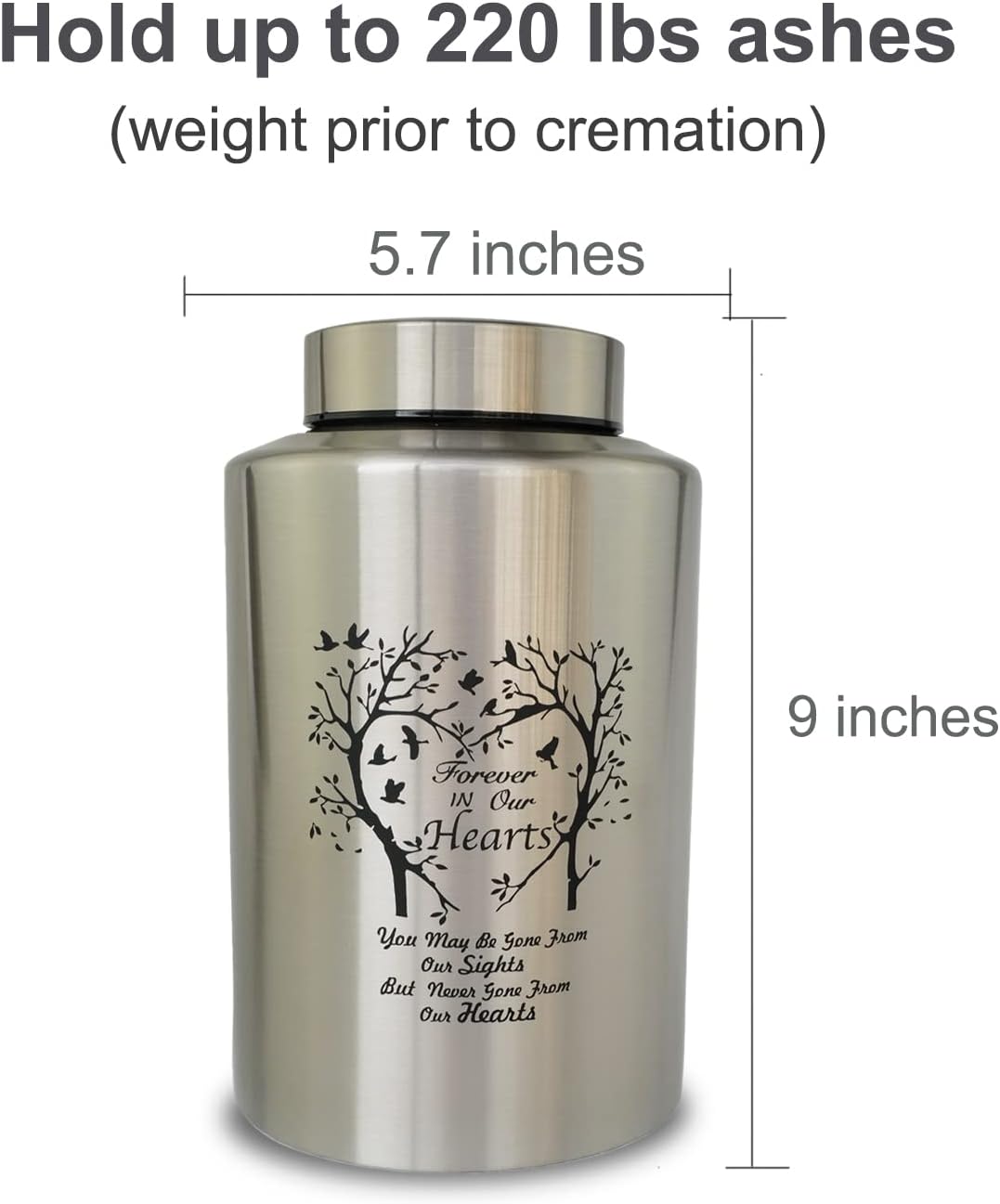 220 lbs Large Urns for Adult Male Female Ashes, Decorative Cremation Urn for Human Ashes(Tree of Love)