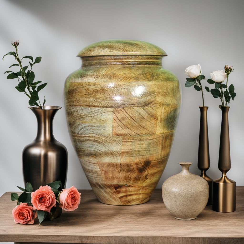 Large Wooden Cremation Urn – Handcrafted Memorial for Human Ashes, Adult Funeral Urn for Men & Women (Rosewood, Large (200Cu/Inches))