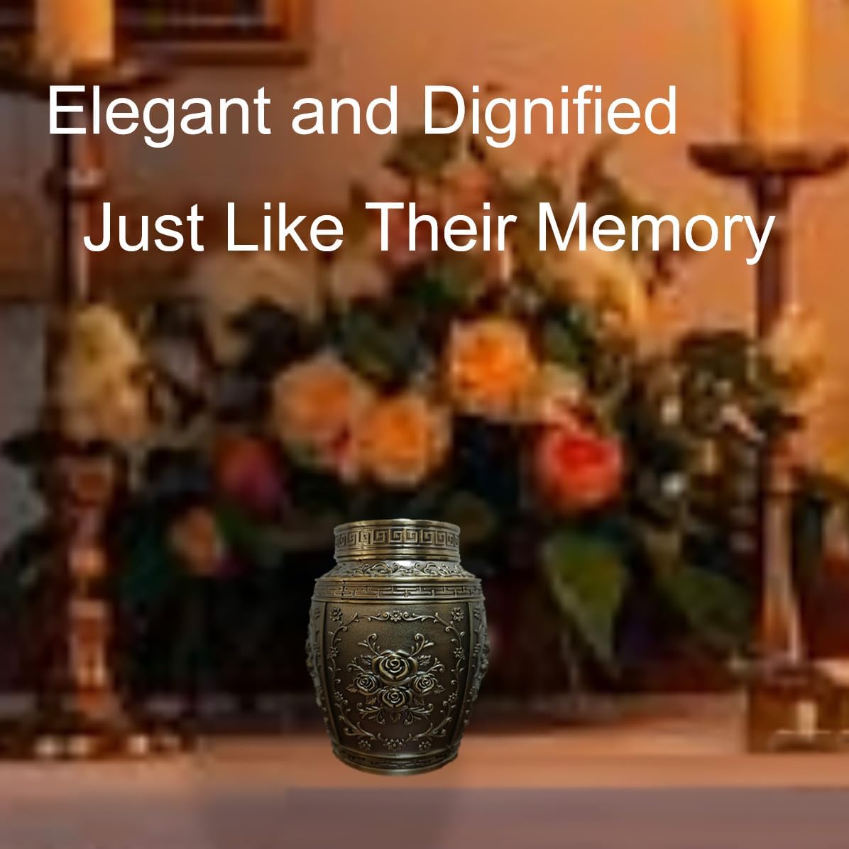 Keepsake Rose Urns for Human Ashes Medium Cremation Burial Urn for Adult Human Ashes Beautiful Zinc Alloy Decorative Funeral Urns, 7.1" H x 4.7" L(Bronze)