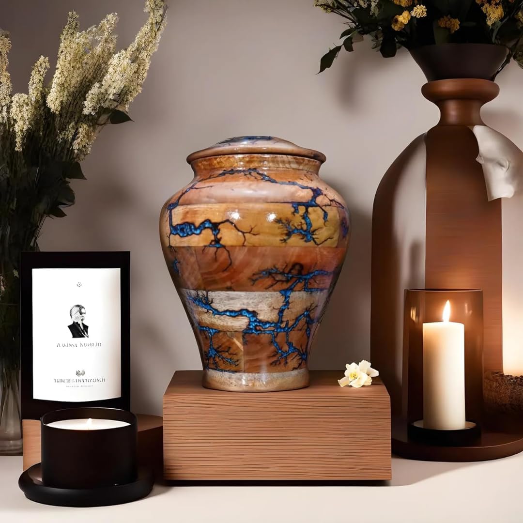 Urn for Human Ashes Large Wooden urn for Cremation Adult urn Box for Ashes Personalized Wooden urn Burial urn for Funeral Wood Box (No Personalised, Medium 120 LBS)