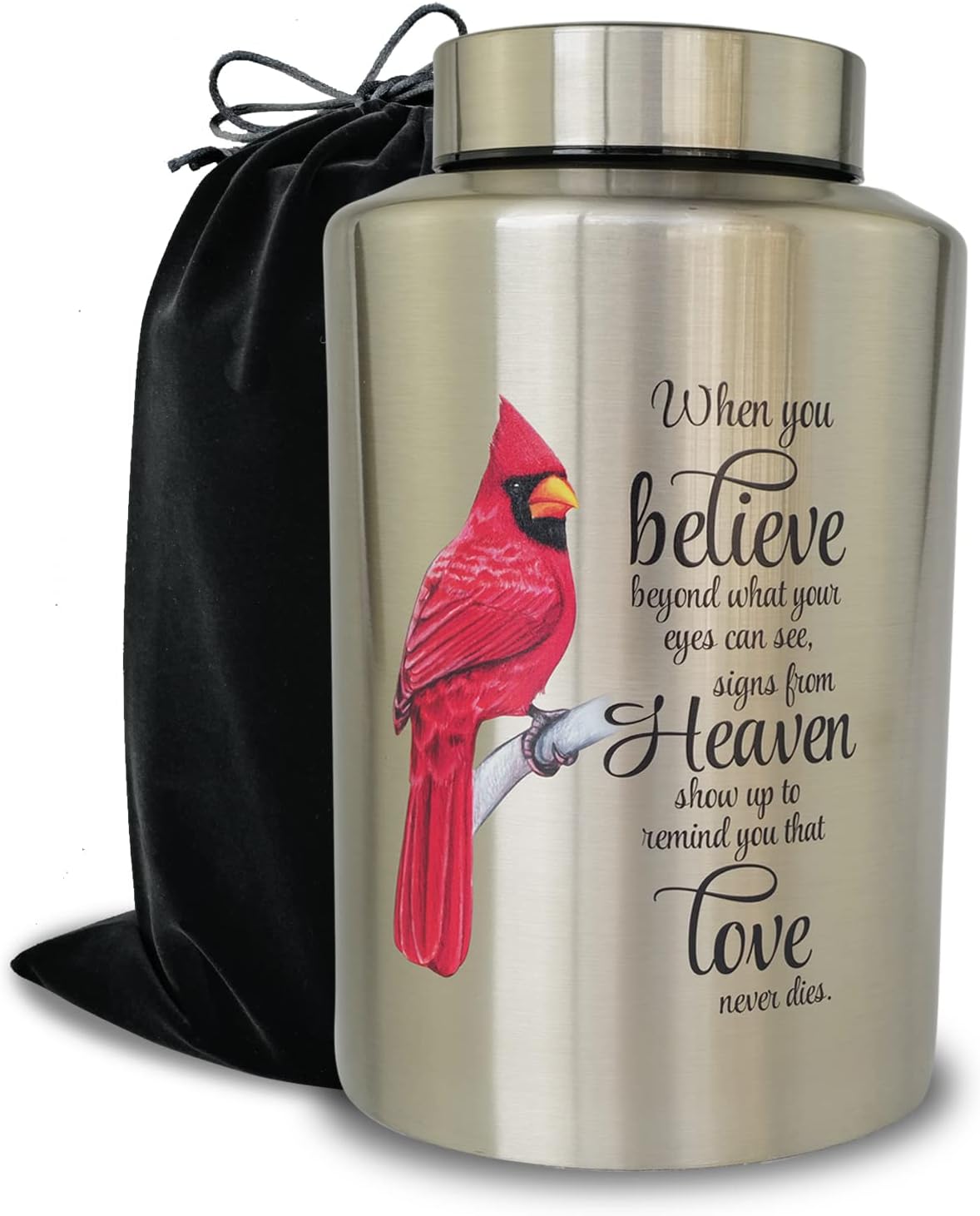 Up to 220 lbs Large Cremation Urns for Adult Human Ashes, Decorative Urn for Male Female Ashes with Velvet Bag(Cardinal)