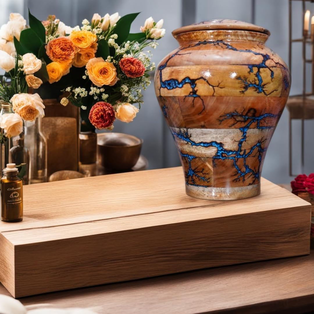 Urn for Human Ashes Large Wooden urn for Cremation Adult urn Box for Ashes Personalized Wooden urn Burial urn for Funeral Wood Box (No Personalised, Medium 120 LBS)