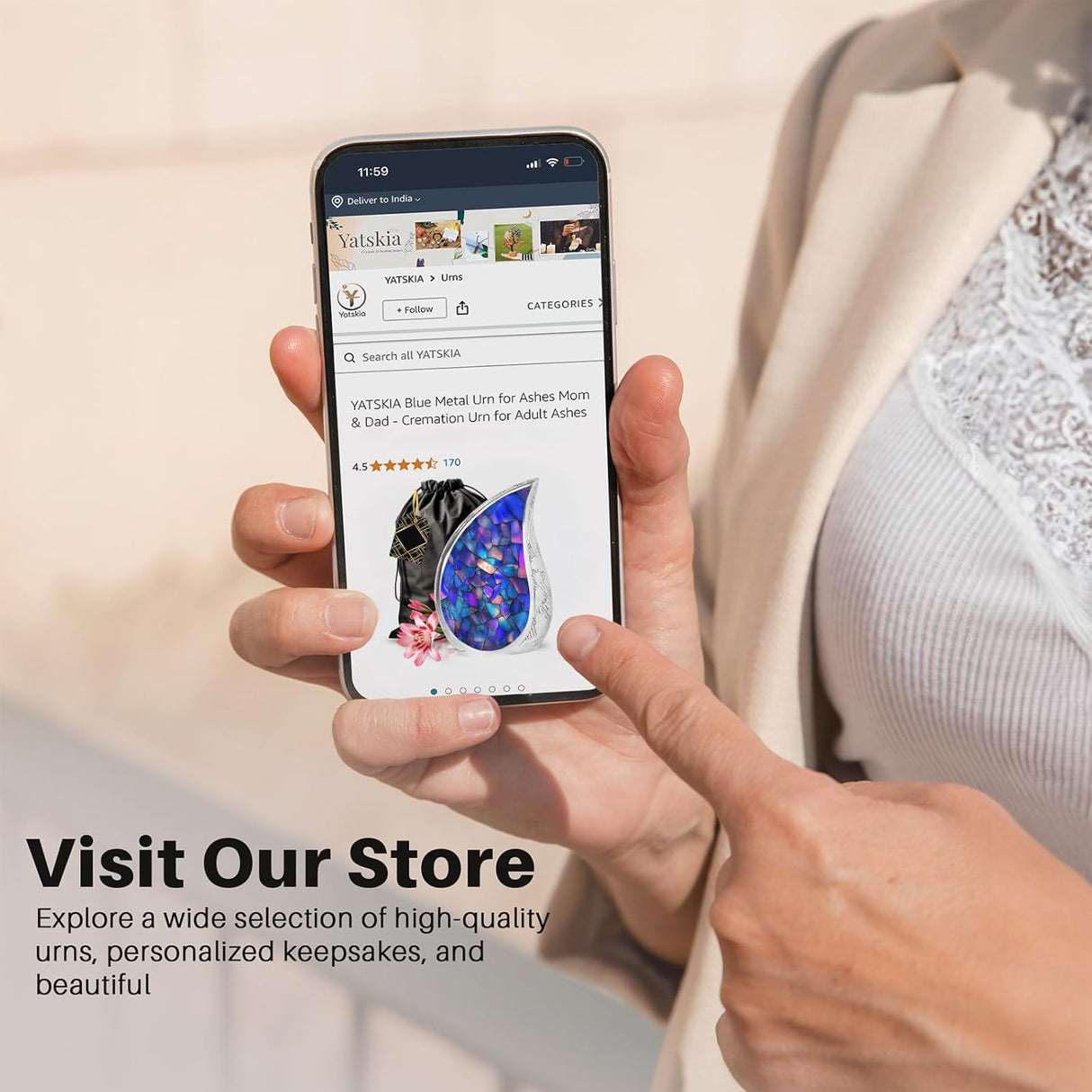 Yatskia Stained Glass Mini Urns for Human Ashes, Small Urn for Ashes Adult Male, (Pack of 1, 3 Inch)