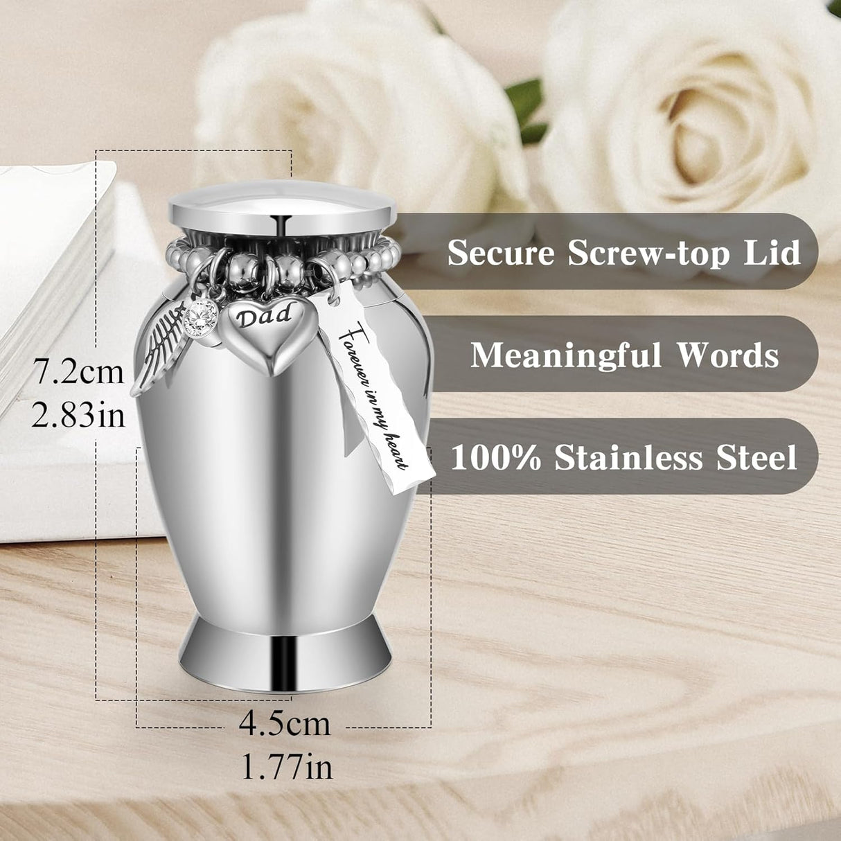 Small Urns for Human Ashes Keepsake Mini Cremation Urns for Loss of Loved One Stainless Steel Keepsake Urn for Ashes Compact Memorial Container