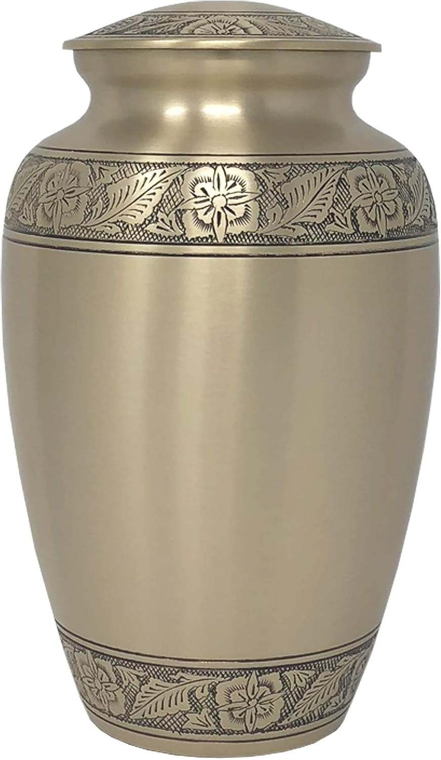 Embossed Bronze Cremation Urn - Adult Bronze Cremation Urn