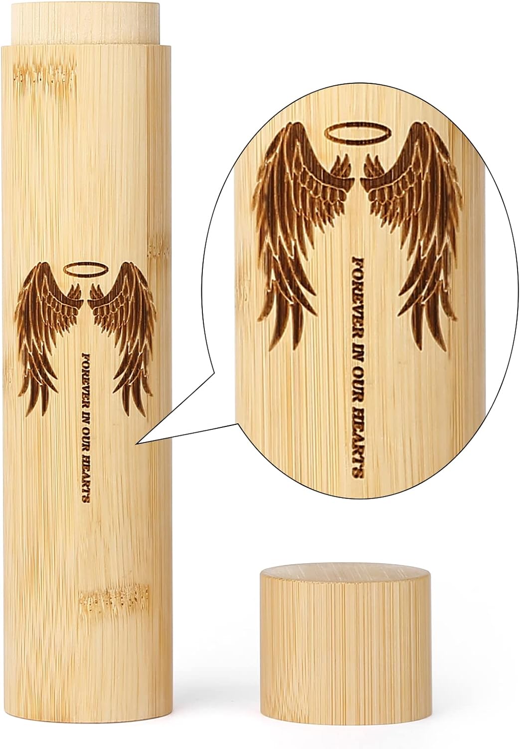 Bamboo Scattering Urns for Human Ashes,Eco Friendly Biodegradable Urn for Human Ashes,9''x2'' Small Scattering Tubes for Human Adult Ashes (Set of 4,Angel Wings Pattern)