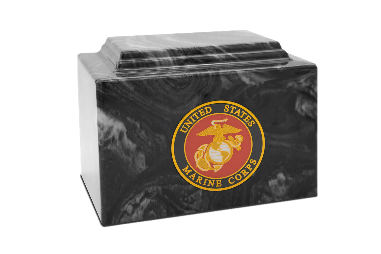 Military Marble Urn for Ashes – Military Army Design - Army Black - Extra Large - Cultured Marble Cremation Urn for Veterans – Durable, Engravable