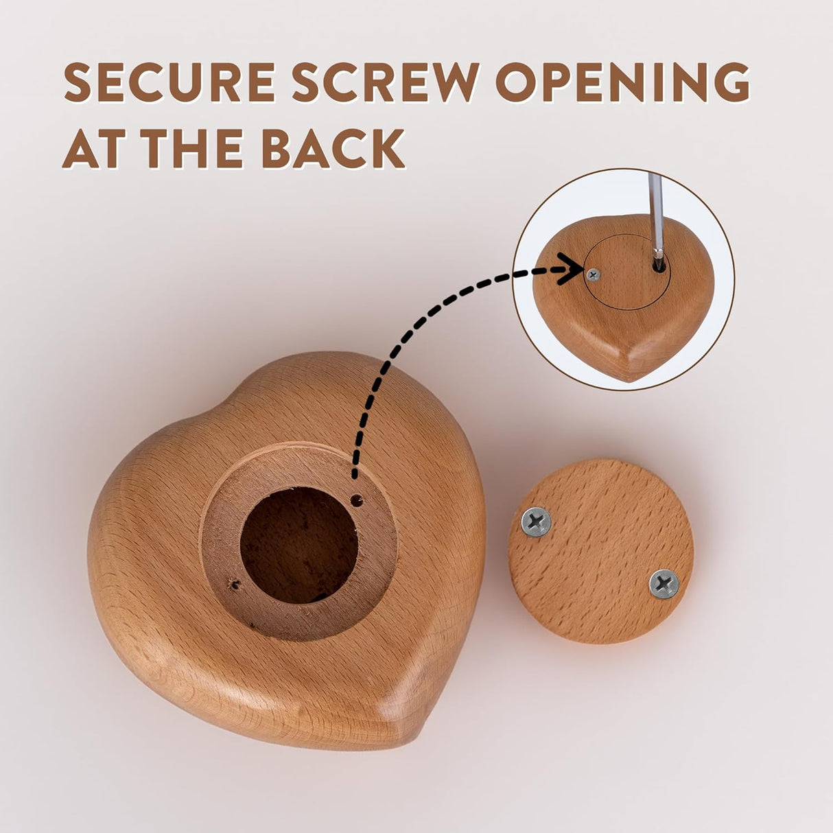 Wooden Heart Keepsake Urns For Human Ashes Adult Male, Female - Cremation Urn Small Mini Decorative Funeral, Urns for Mom, Dad, Men, Infant, Child - Because Someone We Love is in Heaven