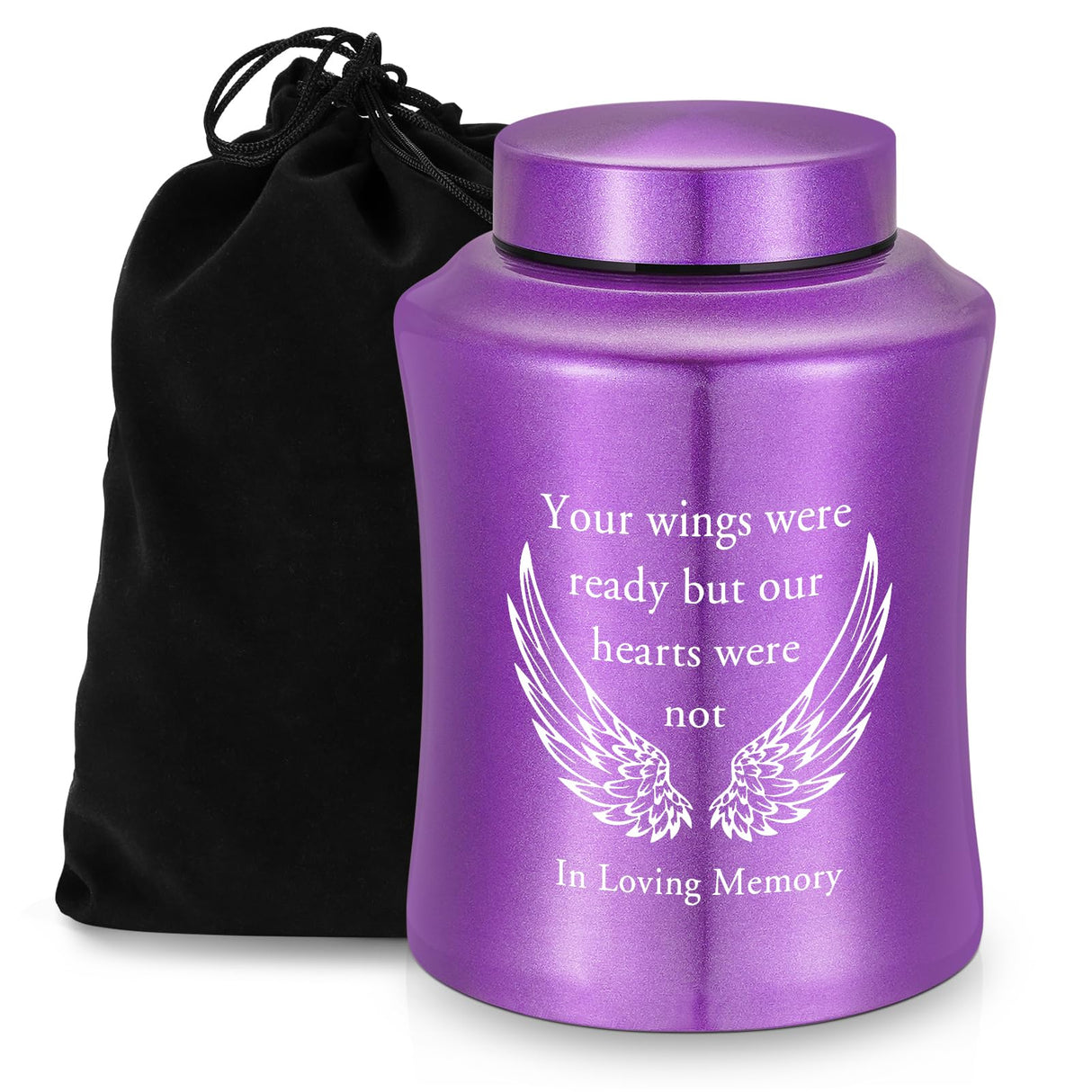 XIUDA Cremation Urns for Human Ashes Adult Male and Female, Memorial Decorative Burial Urn, Stainless Steel Angel Wings Keepsake Urn Human Ashes Up to 220 lbs