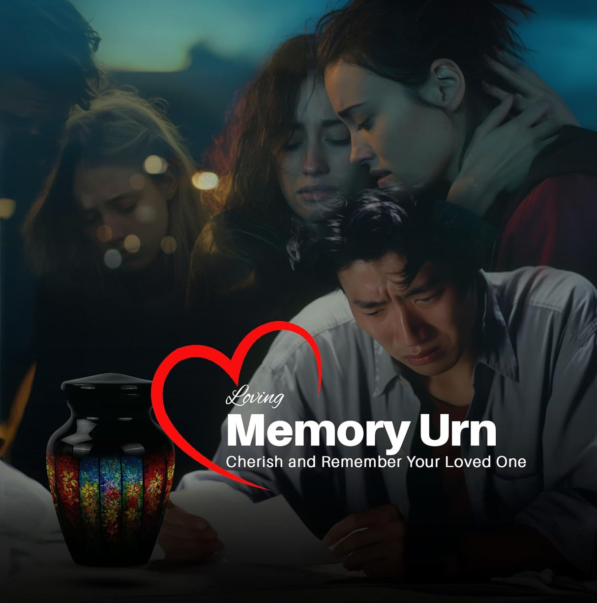 Yatskia Stained Glass Urns for Human Ashes Male & Female, Urn for Ashes Adult Male, (Pack of 1, 3 Inch)