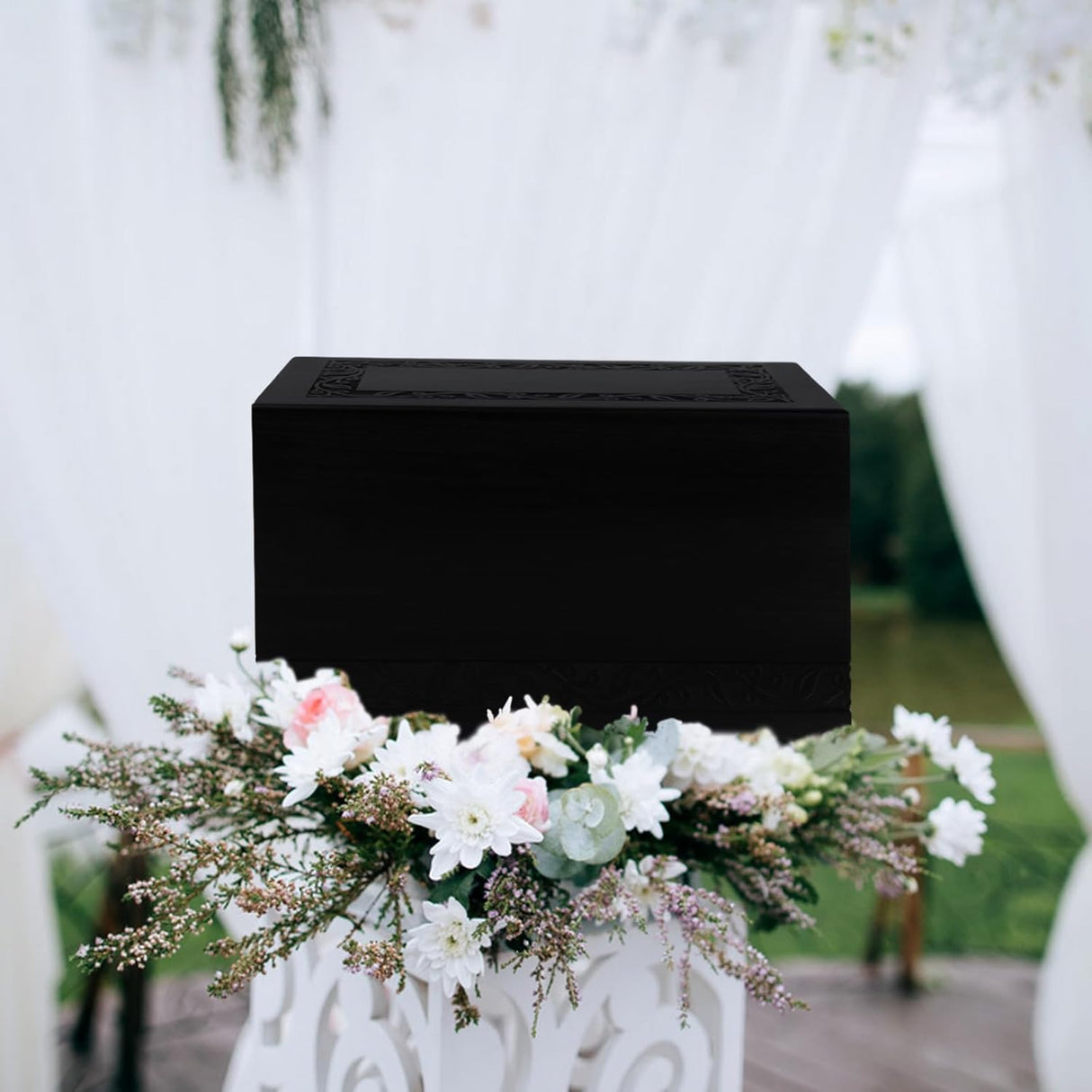 Wooden Urns for Human Ashes Adult Male Female, Up to 250 Cubic inches Tree of Life Wood Cremation Urns, Funeral Memorial Urns for Ashes Mom Dad (Black)