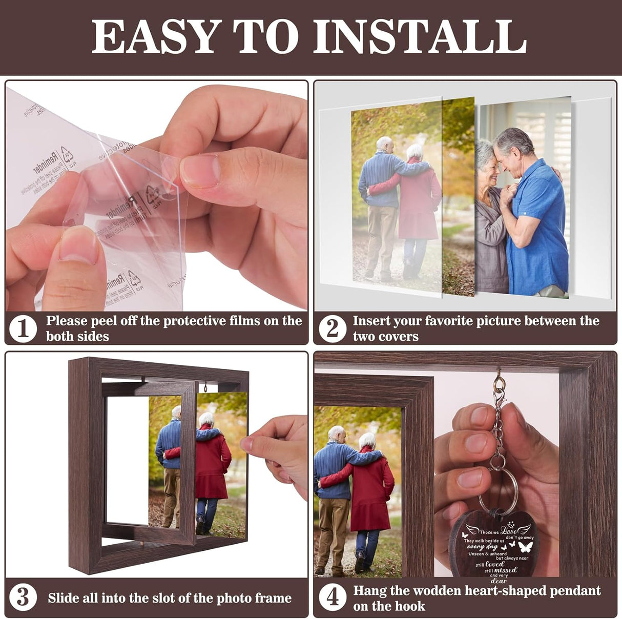 Memorial Sympathy Gifts for Loss of Loved One, Bereavement Gift for Loss of Mom Dad Memorial Picture Frame, Remembrance Condolence Funeral Sentimental In Memory of Loved One Gifts, Display Two 4x6 Photos