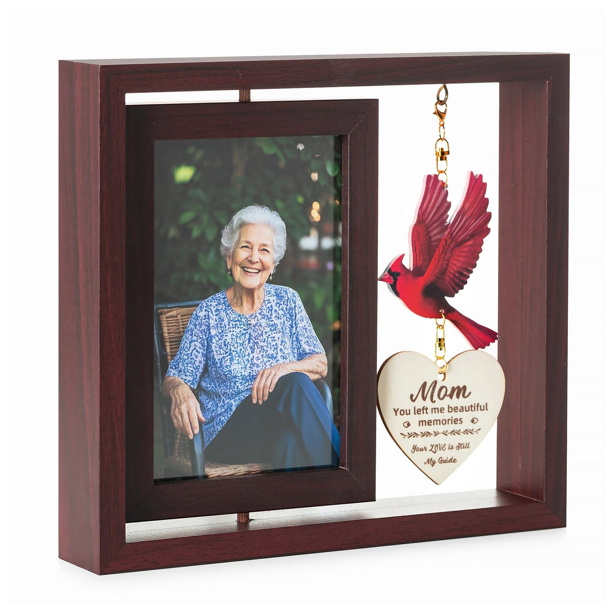 Sympathy Gifts for Loss of Loved One: Double 4x6 Photos, Cardinal Memorial Picture Frame for Mother, Remembrance Gift in Loving Memory with Touching Text