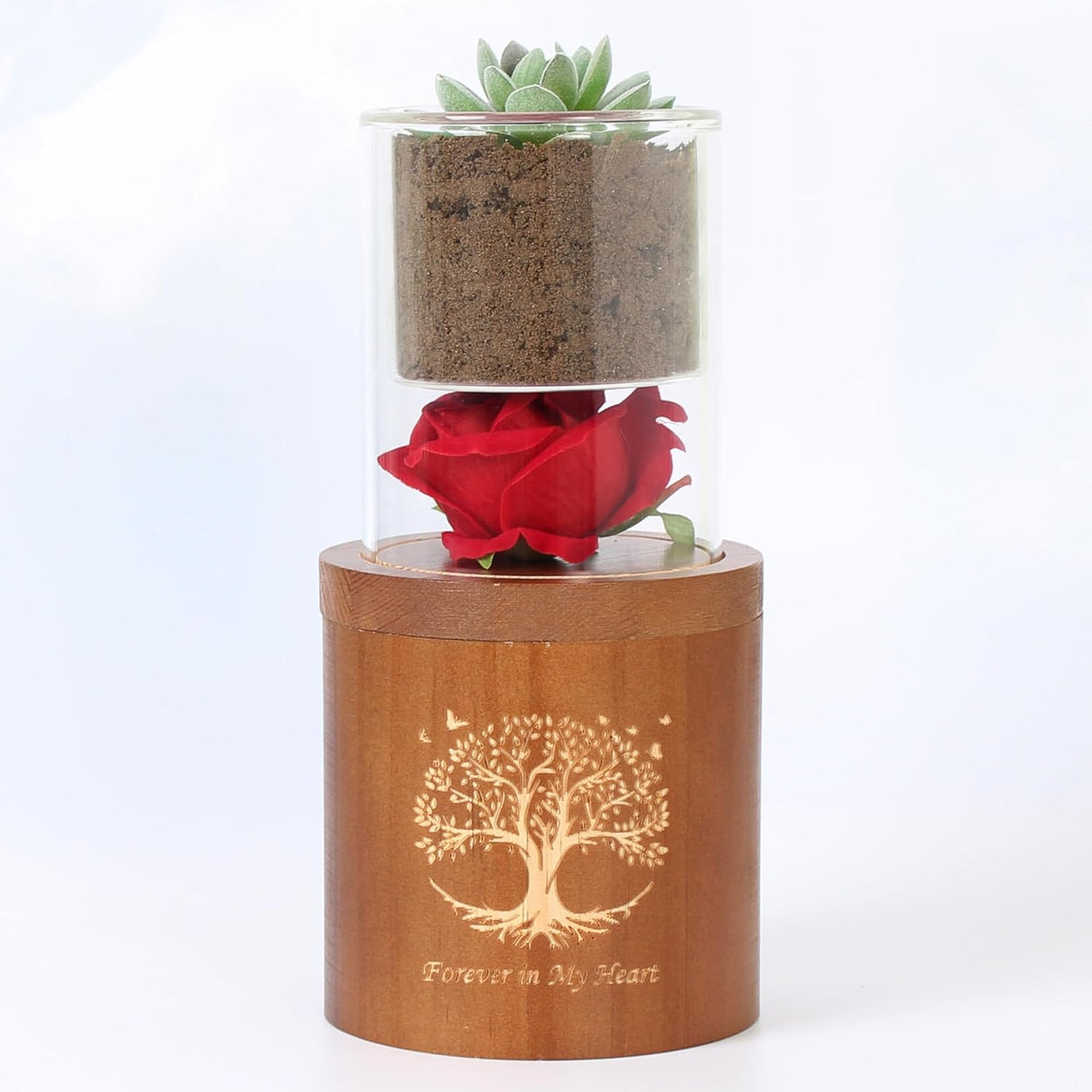 Plant Urn Wooden Tree of Life Urns with Candelabra Or Glass Planter,Small Urns for Human Ashes Keepsake,Memorial Keepsake Urn for Human Ashes,Small Cremation Earn for Adult Male Female