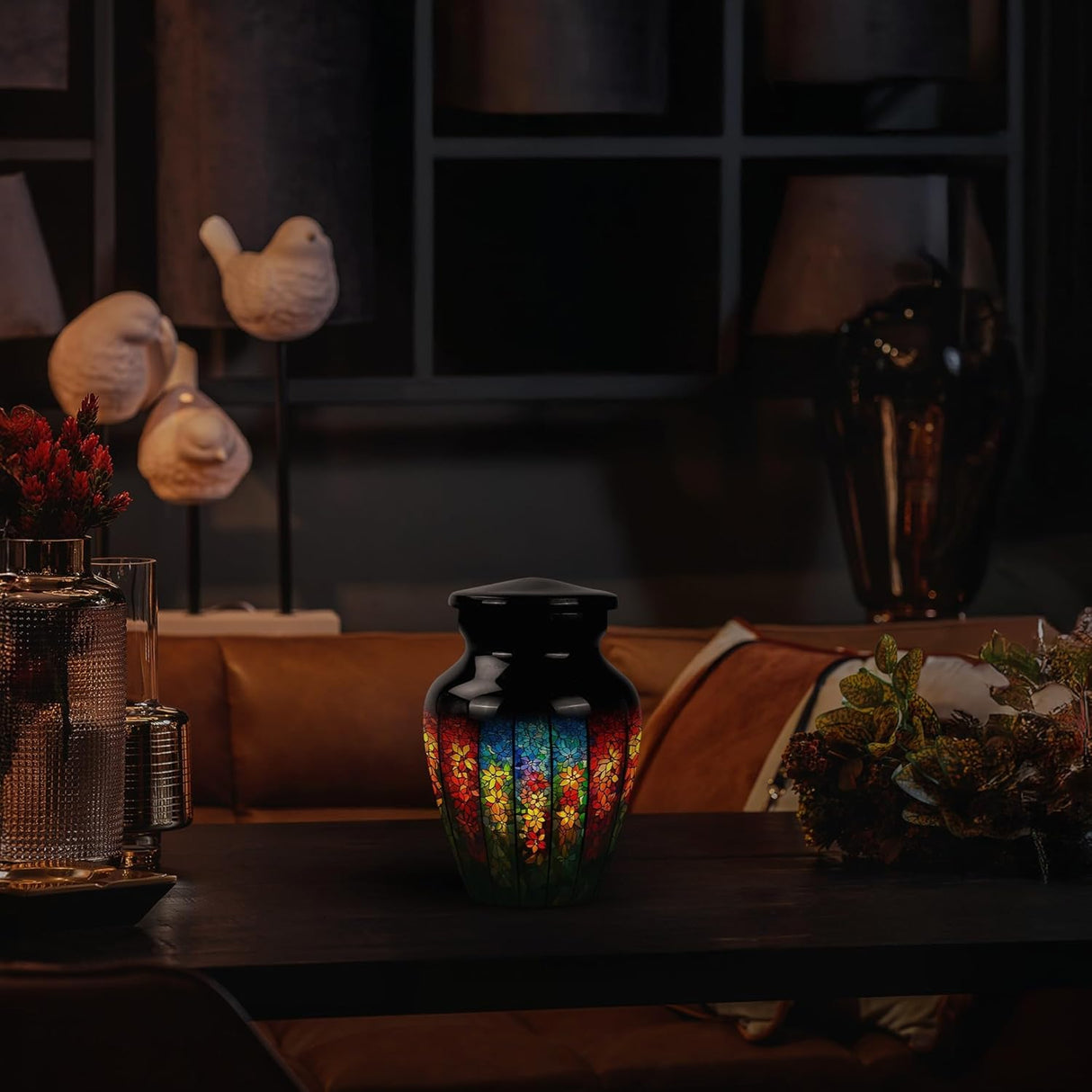 Yatskia Stained Glass Urns for Human Ashes Male & Female, Urn for Ashes Adult Male, (Pack of 1, 3 Inch)