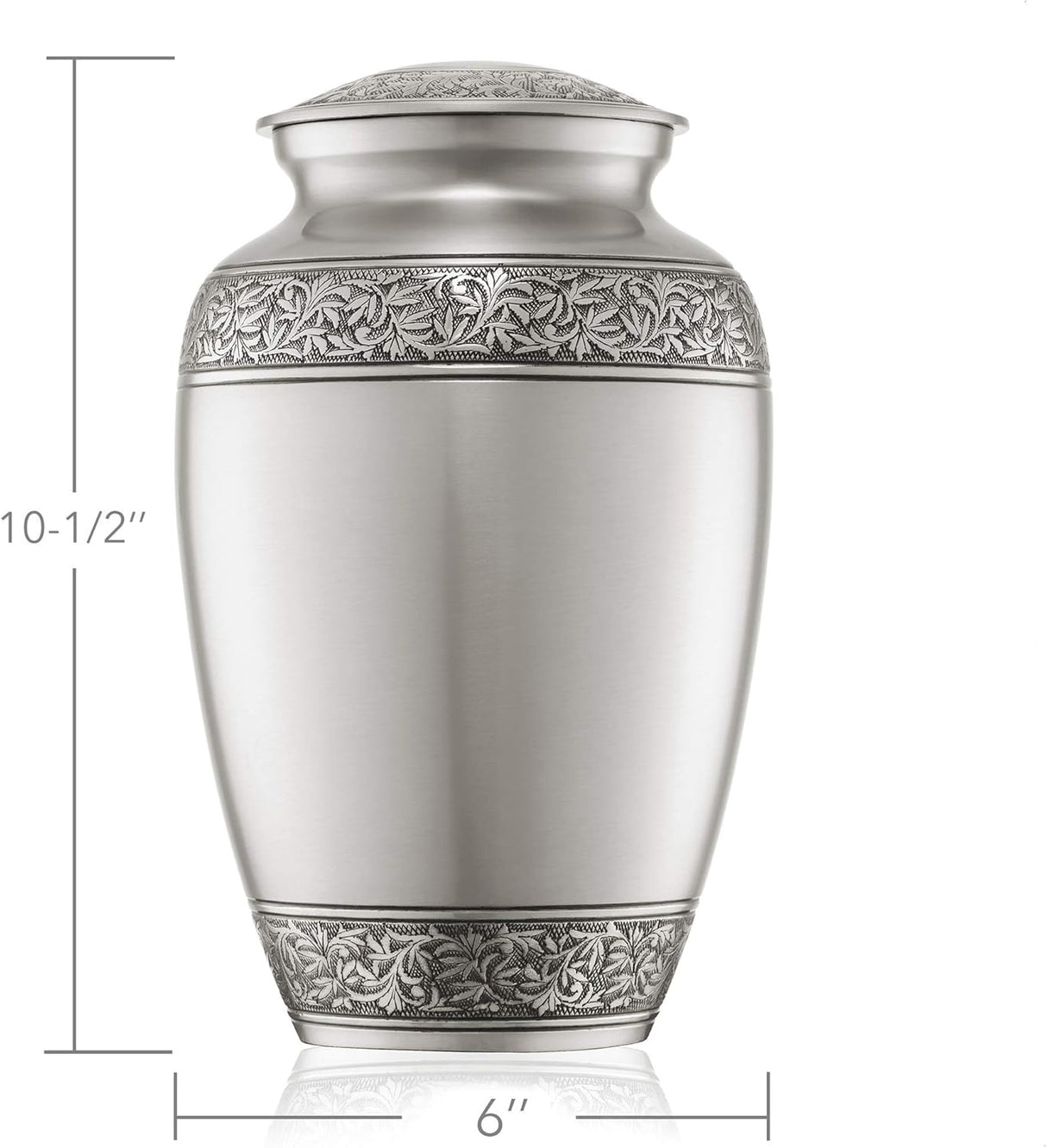 Reminded Cremation Memorial Urn for Human Ashes, Silver Adult Funeral Urn with Velvet Bag