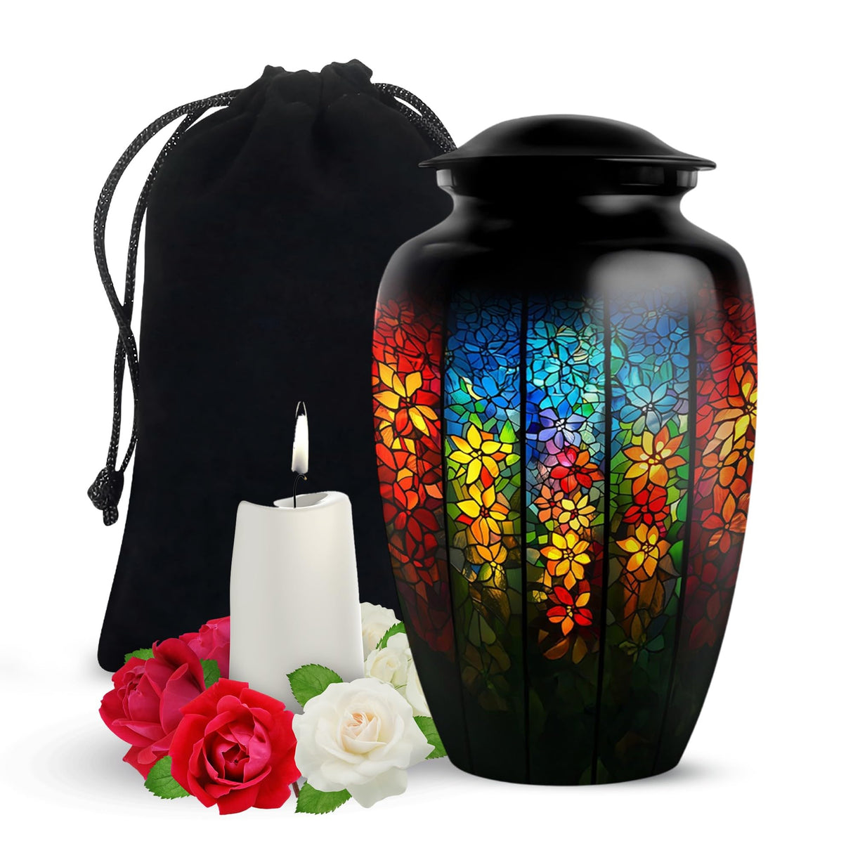 Yatskia Stained Glass Urns for Human Ashes Male & Female, Urn for Ashes Adult Male, (Pack of 1, 3 Inch)