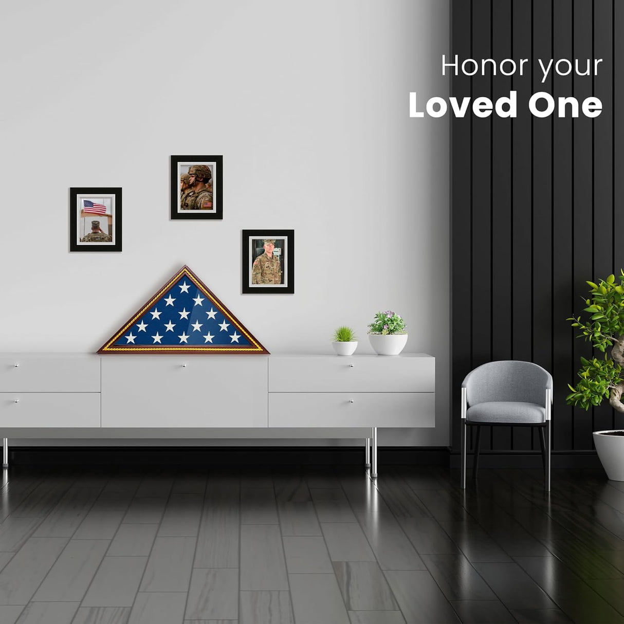 Glass Front Flag Display Case for Burial Flag - Wall Mounted 9.5 X 5 Feet Flag Box for American Veteran Flag and Folded Flag Display - Ideal for Honoring Military Service (Mahogany)