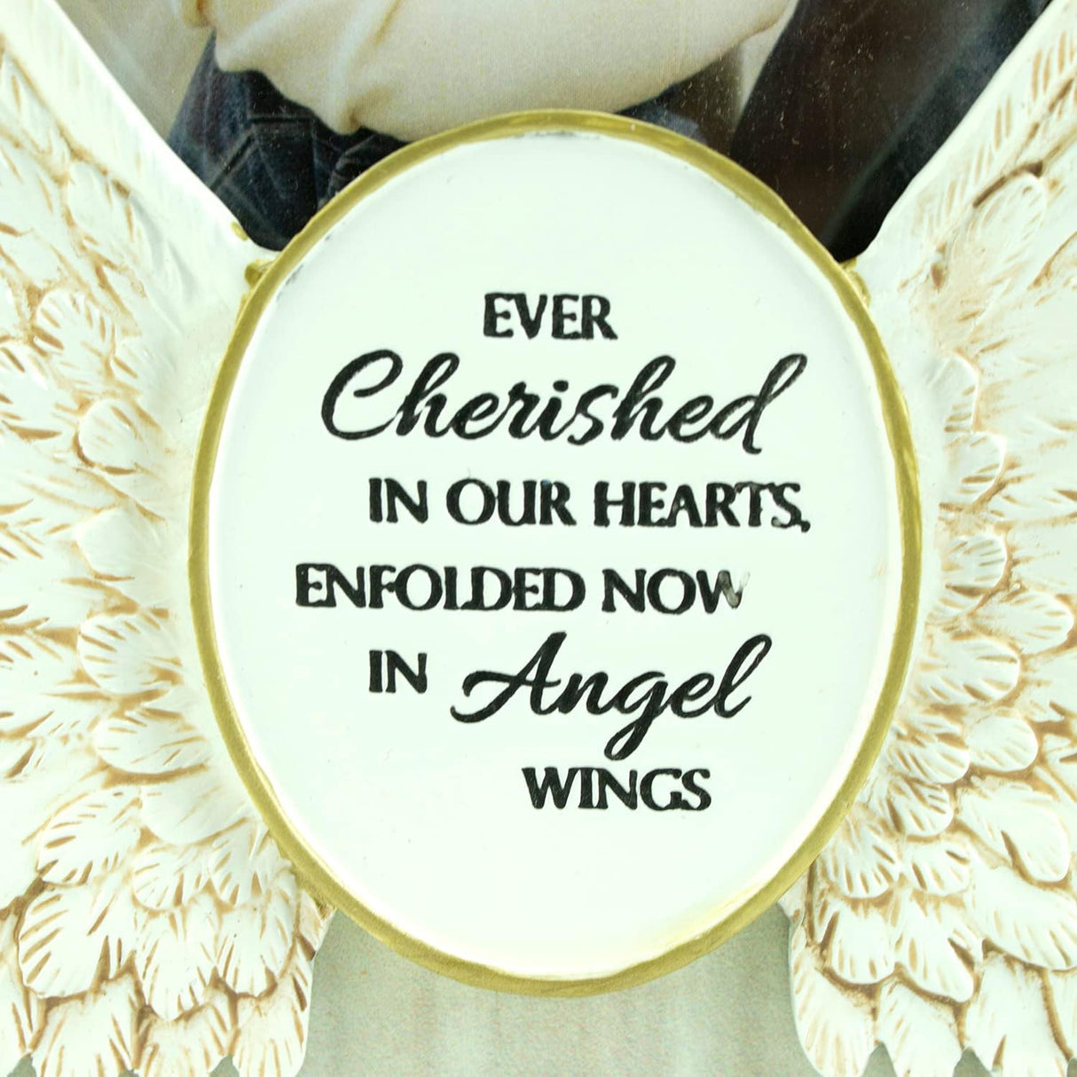 Angel Wings Memorial Photo Frame, Home Decor Gift For Death Of A Loved One, Holds 4-inch By 6-inch Photo, By Abbey & CA Gift,Antique White