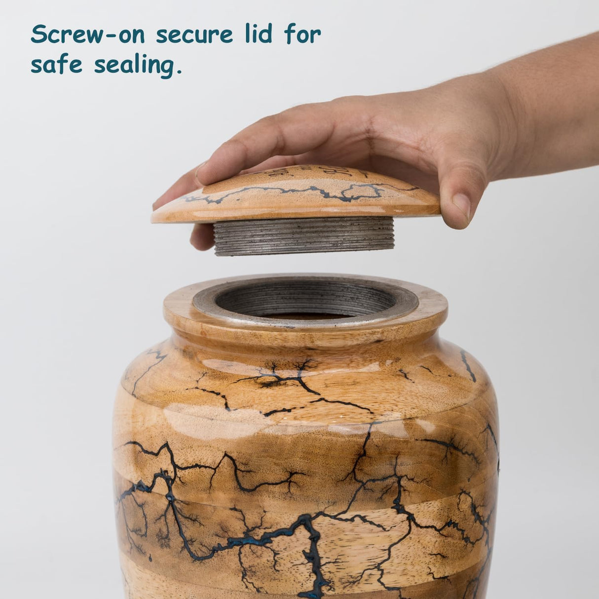 Wooden Urns for Human Ashes Adult Male, Female | Cremation Memorial, Decorative Urn for Ashes, Funeral Urns - Large Up to 250 lbs, Blue