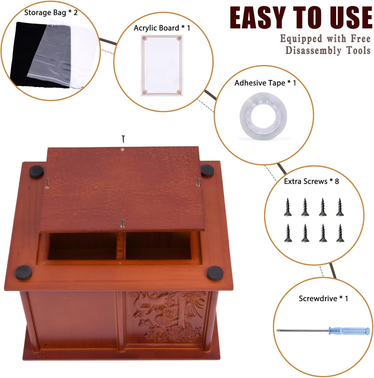 Double Urn for 2 Adults - Wooden Cremation Urn for Human Ashes Male Female Companion Urns for Ashes Women Men Carved 400 Lbs Large Deer Urns with 4 x 6 Picture Frame