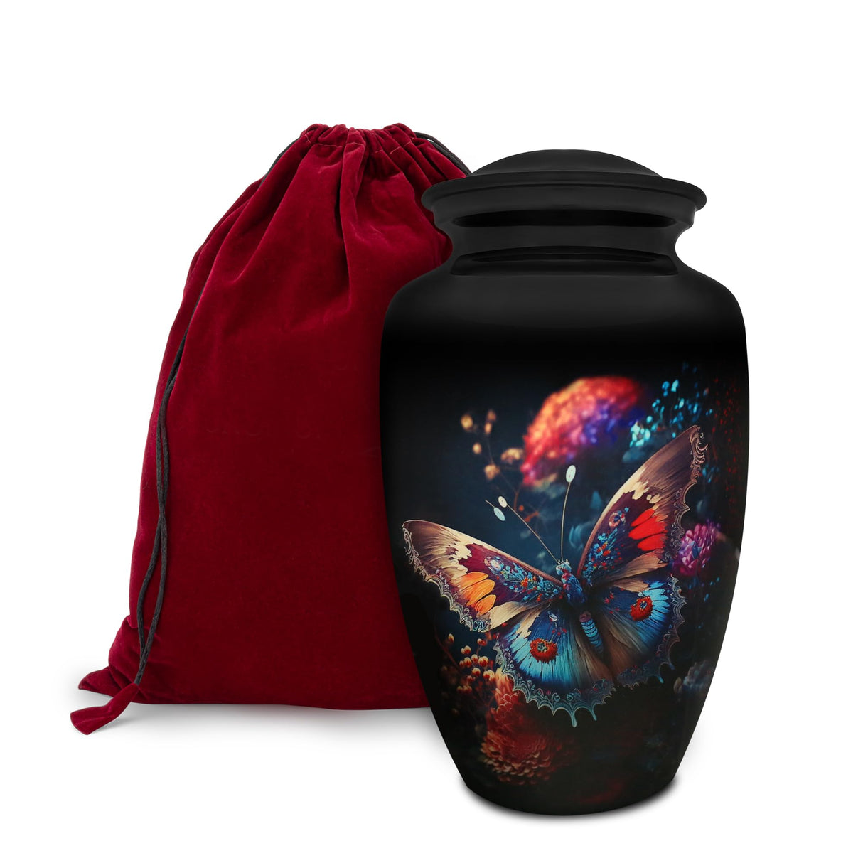 Patriotic Hearts Eagle Urn for Human Ashes | American Flag Cremation Urn for Adults, Veteran, Medium Size, Handmade Funeral Urns with Velvet Bag