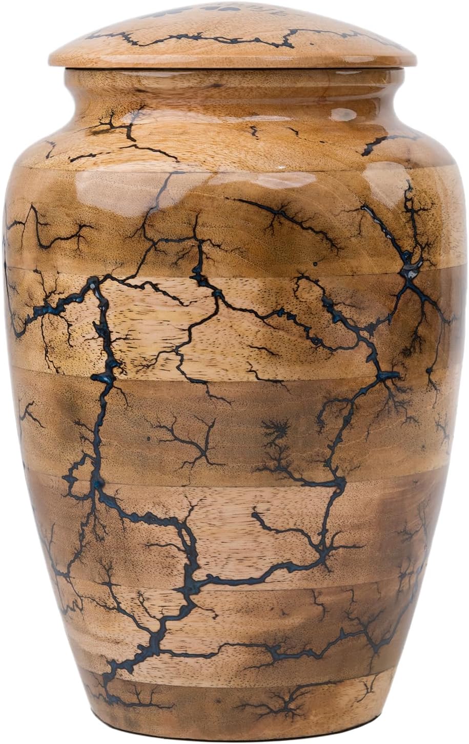 Wooden Urns for Human Ashes Adult Male, Female | Cremation Memorial, Decorative Urn for Ashes, Funeral Urns - Large Up to 250 lbs, Blue