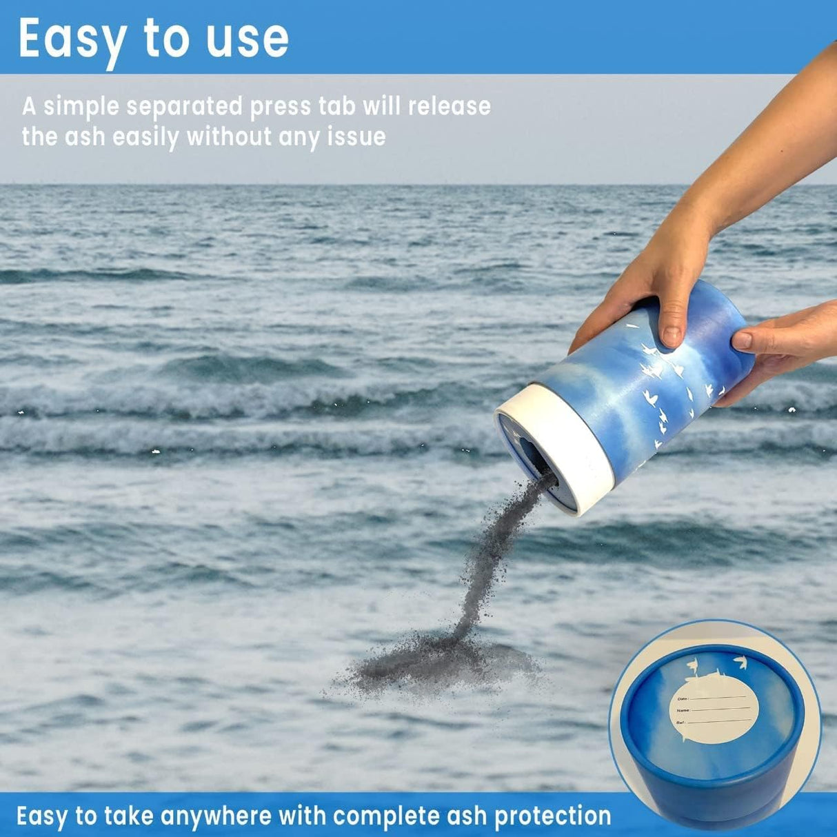 Scattering Tube, Biodegradable Cremation Urn for Ashes, Humans & Pets Sized Cremation Urn, 8'' x 4'' (Medium) (2), Blue (ST002)