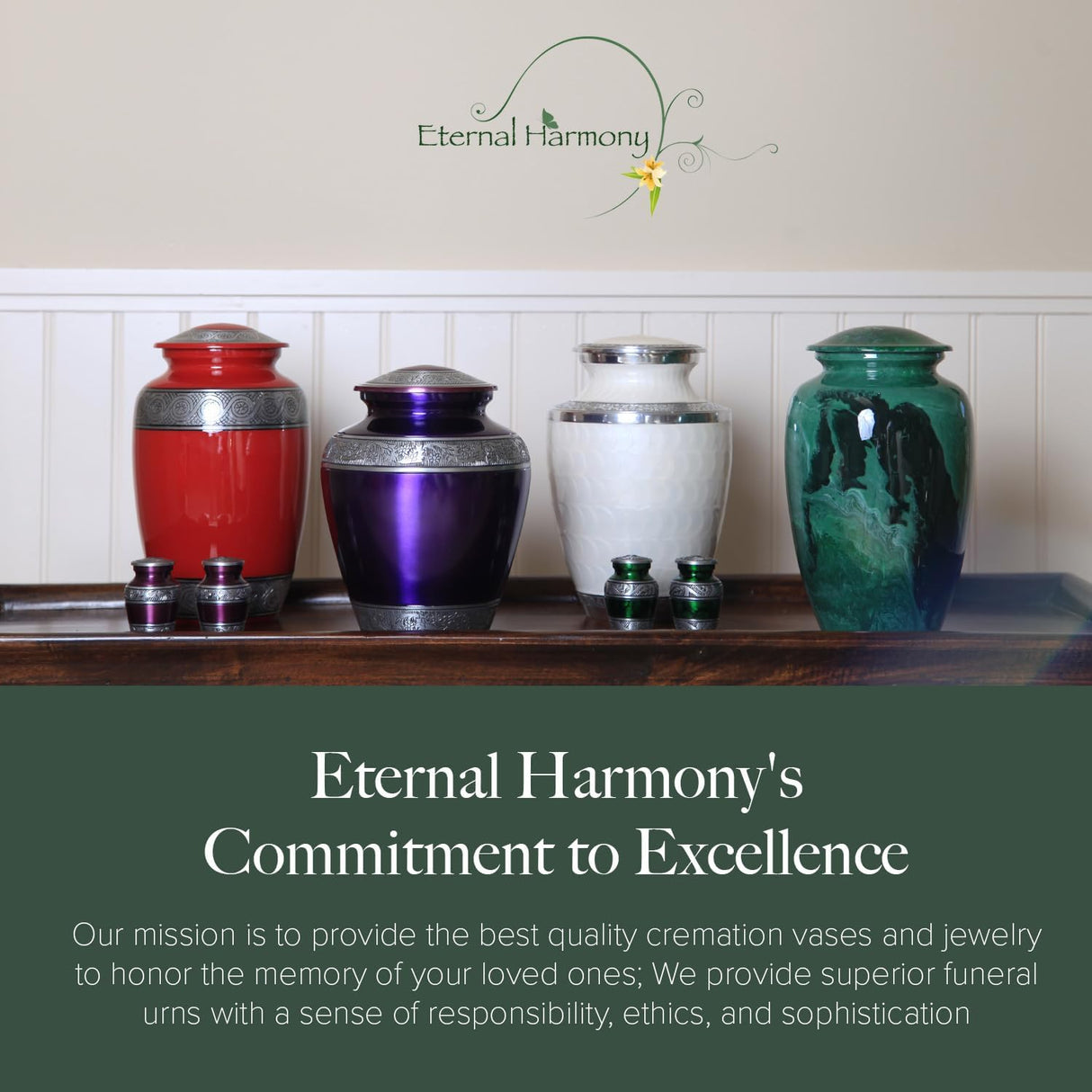 Eternal Harmony Large Urn for Ashes, Adult Male & Female Cremation Urn for Human Ashes with Elegant Finishes, Secure Seal & Velvet Bag, Funeral Vase for Men & Women Up to 200 lbs