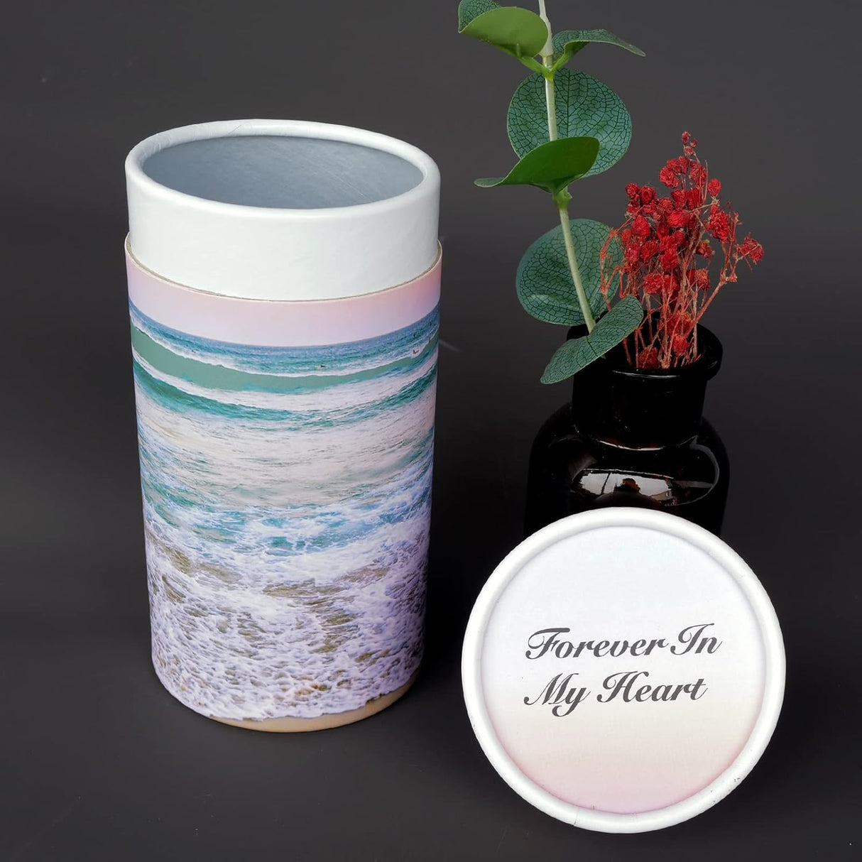 Set of 2 Biodegradable Scattering Tube Urn for Ashes, 40 lbs ECO Small Spreading Cremation Paper Urn for Human Male Female Adult Pet Dog Cat Ashes, Including Canvas Pouch(Ocean Sunset)